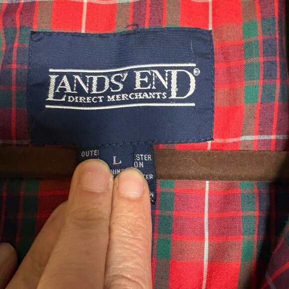 LANDS END Size Large zip up jacket with Plaid lining - Picture 2 of 6